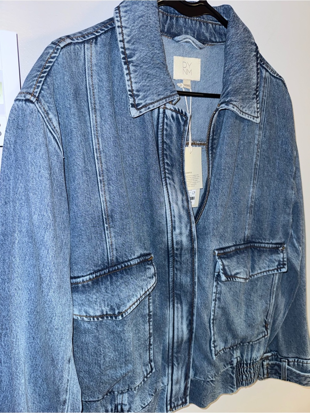 Dynamite Collared Blue Denim Zip-Front Jacket - Picture 3 of 7